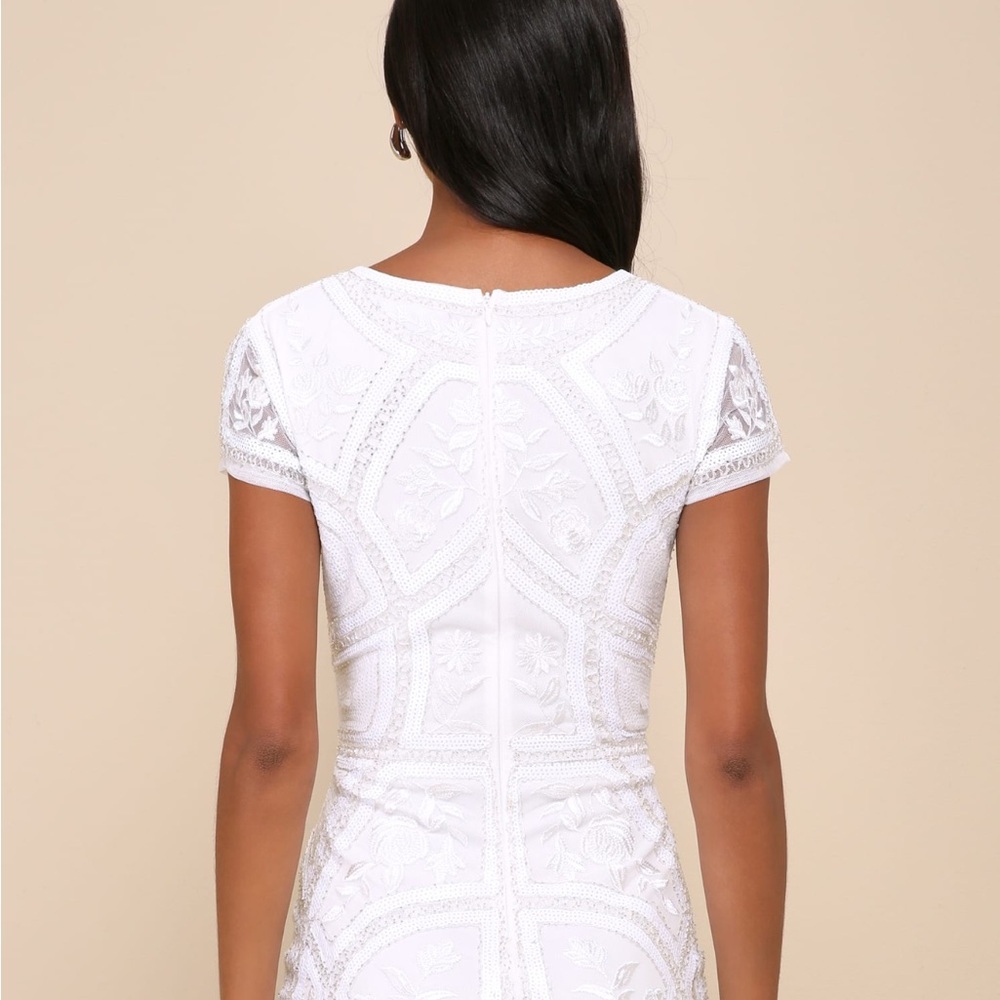 Lulus Spread Your Shine Sequin Bodycon Dress Women's XL White and NWT - Picture 6 of 6